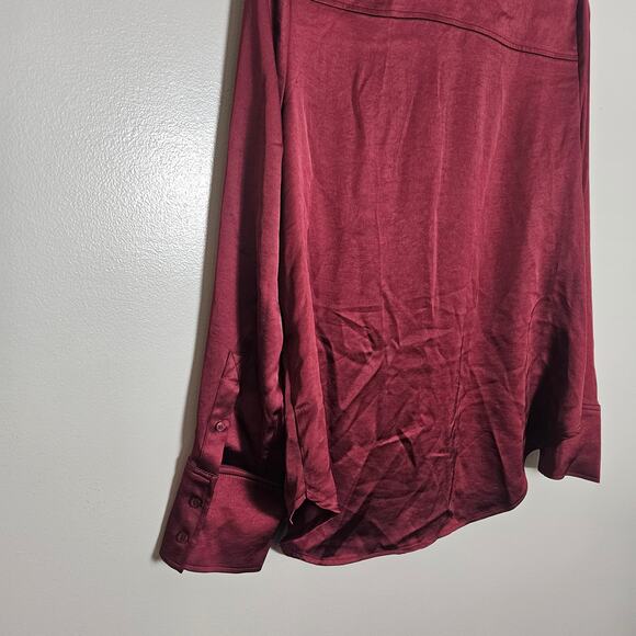NWOT Nordstrom Maroon Button Up Collared Shirt Sz Small - Picture 8 of 15
